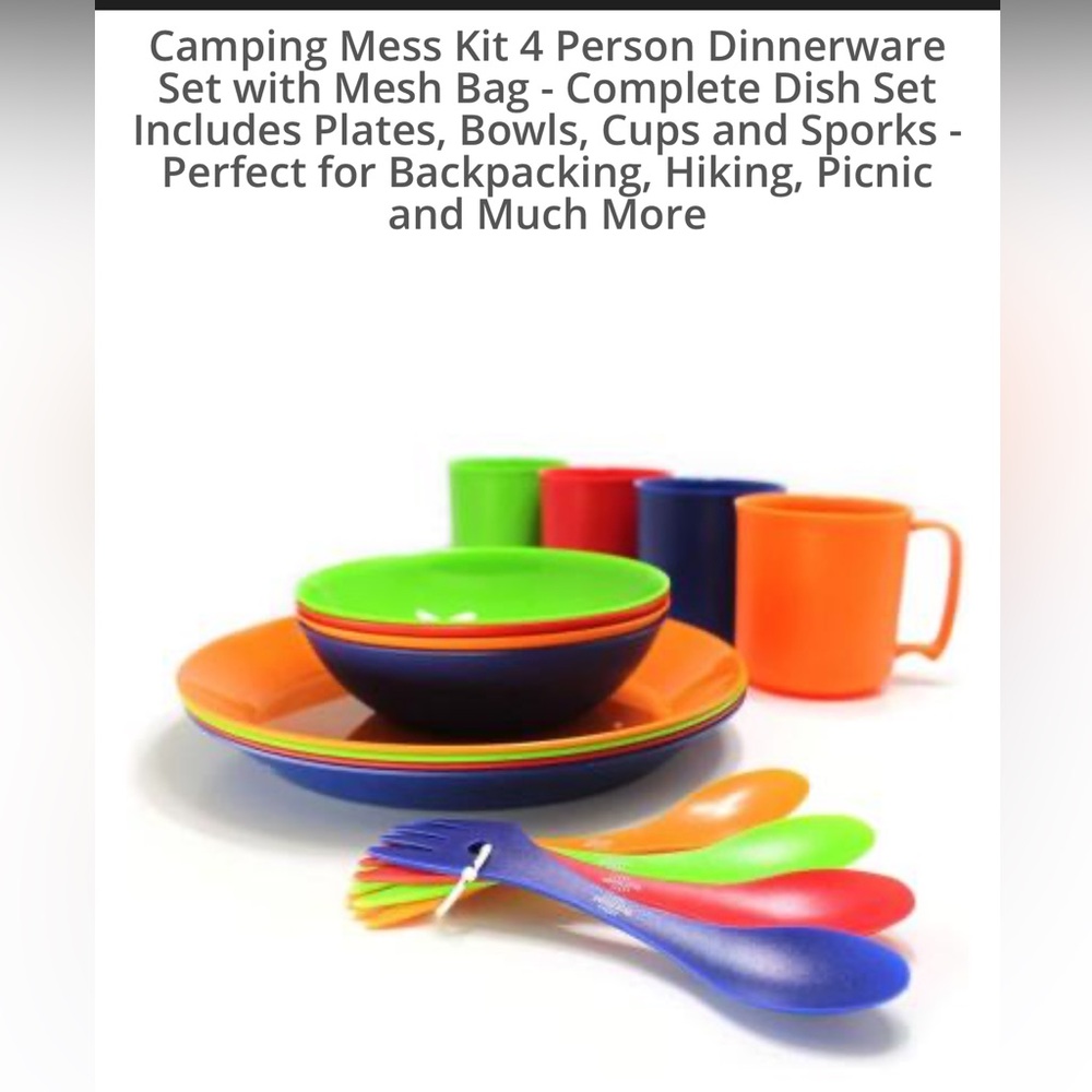 Vibrant Outdoor Dinnerware Set with Mesh Bag